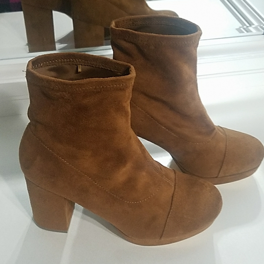 Brown suede sock booties